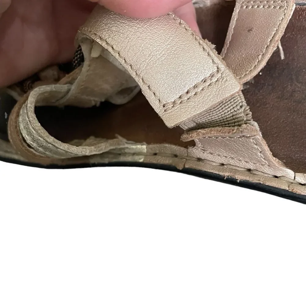NAOT Leather Sandals Heel Tan Gold Subtle Shimmer 37